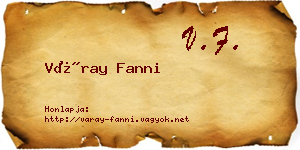 Váray Fanni névjegykártya